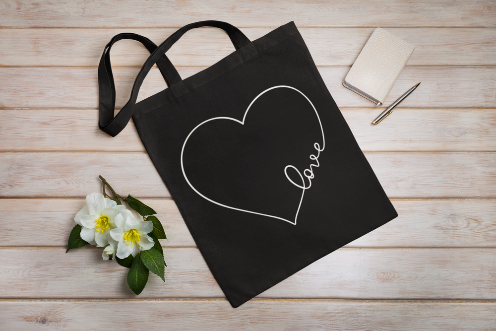 S heart tote bag large theredtread ブラック